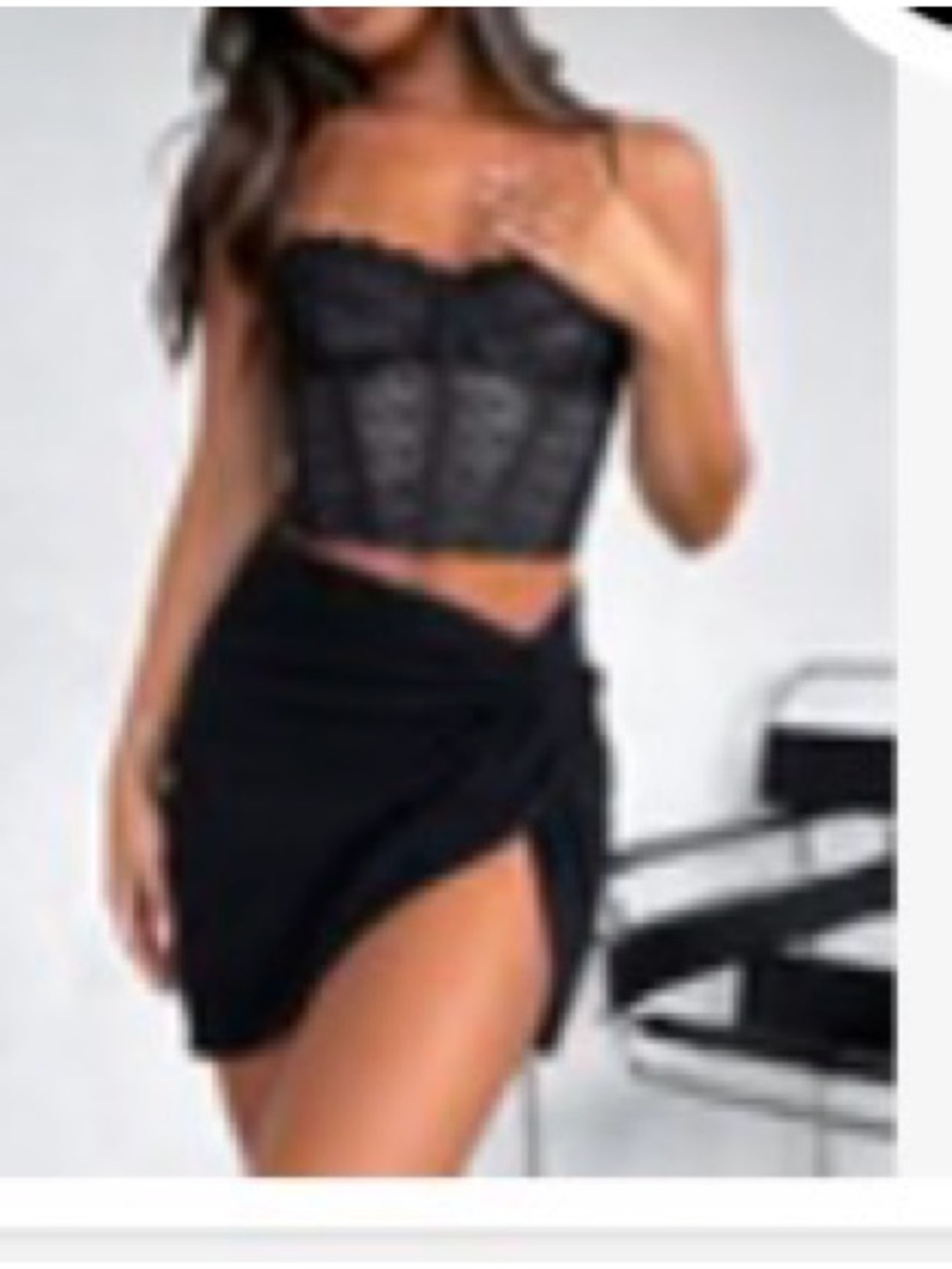 White Fox Boutique Black Asymmetric Wrap Mini Skirt